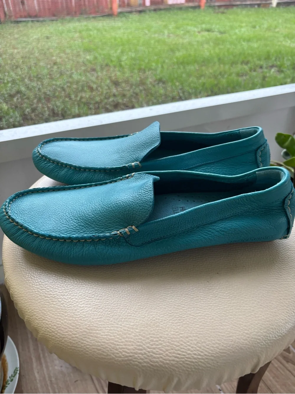 Men's Teal Leather Driving Loafers